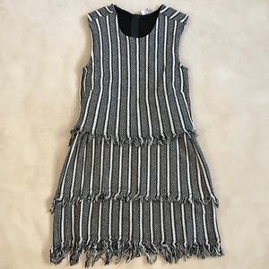 Black grey and white layered dress